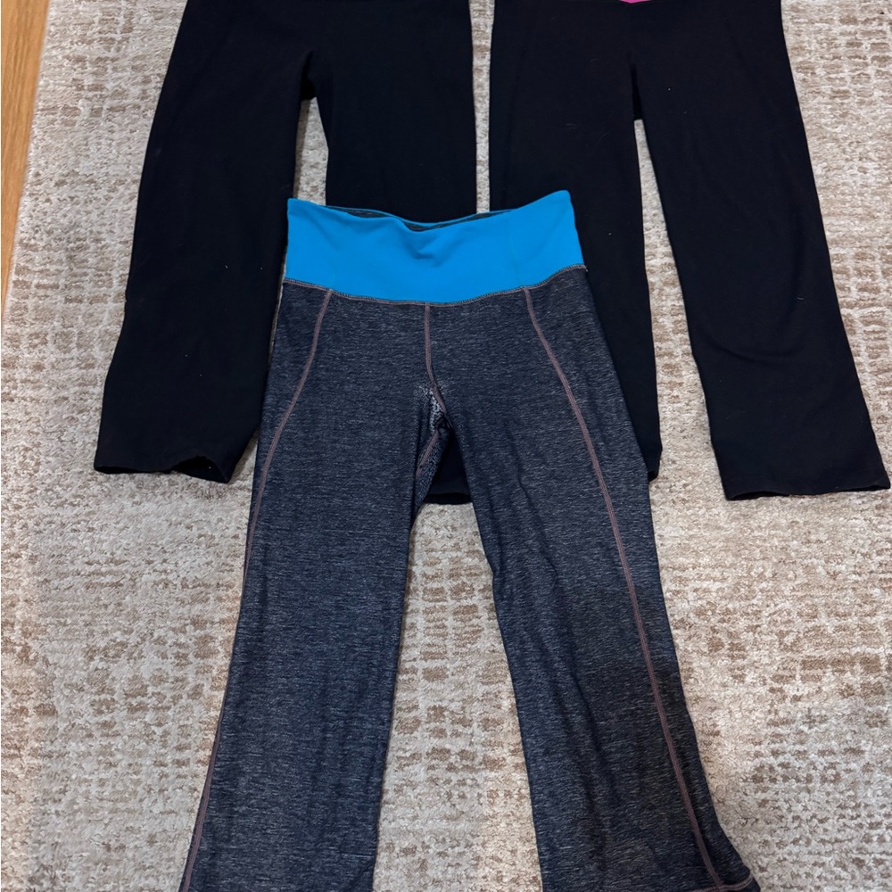 3 pairs Lululemon Gather & Crow crop yoga pants